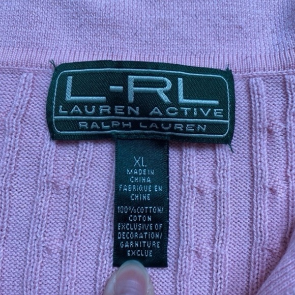 Vintage Ralph Lauren Women Light Pink Collared Cable Knit Soft Sweater XL Preppy - Picture 12 of 16